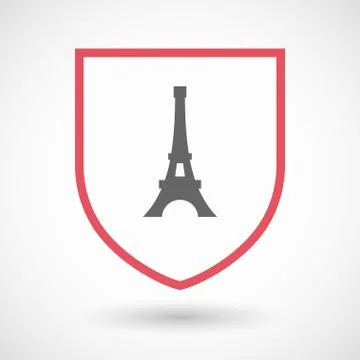 Isolated shield with   the Eiffel tower Illustrazione stock