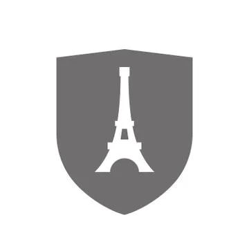 Isolated shield with   the Eiffel tower Illustrazione stock