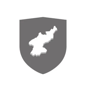 Isolated shield with  the map of North Korea Stock Illustration