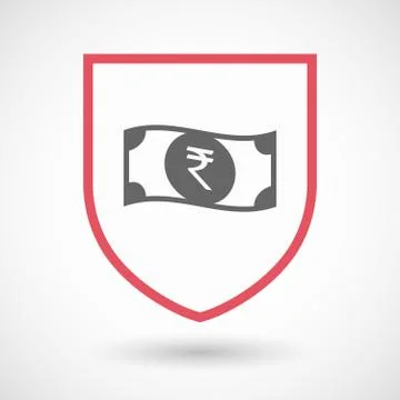 Isolated shield with  a rupee bank note icon Stock Illustration