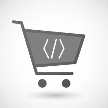Isolated shopping cart icon with a code sign Stock Illustration