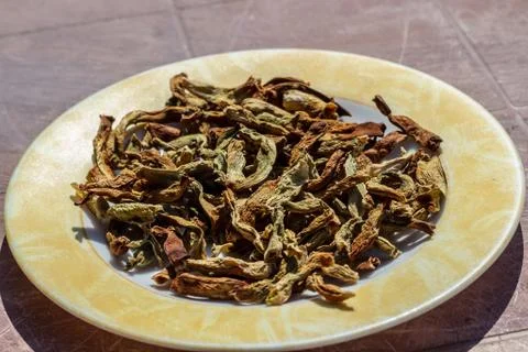 An isolated side view shoot to dried pepper Stock Photos