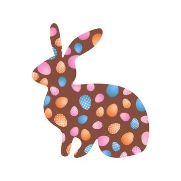 Isolated silhouette of easter bunny with eggs inside Stock Illustration
