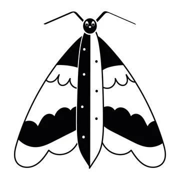 Isolated silhouette of a moth sketch Vector Stock Illustration