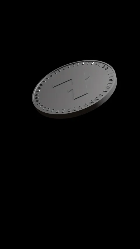 Isolated silver coin of digital crypto currency Litecoin soars and falls Stock Footage 119019180