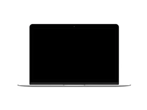 Isolated silver laptop computer mockup on white background Stock Illustration