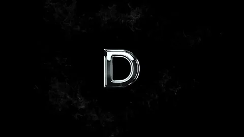 Isolated silver letter D floating in the center of swirling white smoke cloud Video stock 343575810