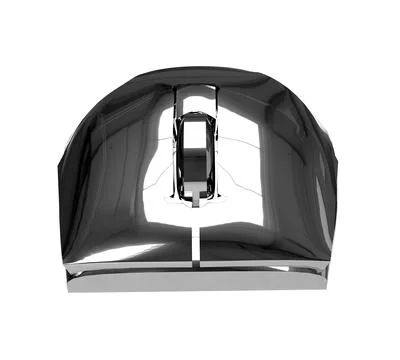 Isolated Silver Metallic Computer Mouse on White Background, 3D illustration. Stock Illustration