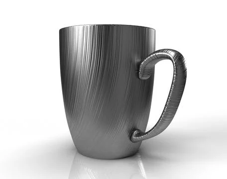 Isolated Silver Metallic Tea Mug or Coffee Cup on White Background. Stock Illustration