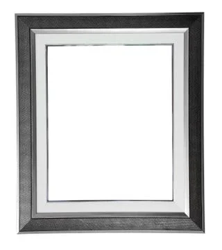Isolated silver modern frame on white Foto stock