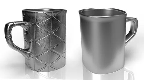 Isolated Silver Tea Cup, Modern Coffee Mug on White background Stock Illustration