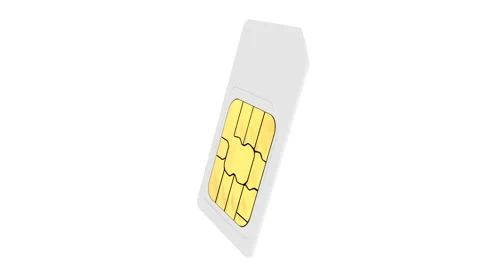 Isolated SIM card of a mobile operator close-up on a white background loop Stock Footage 131777089