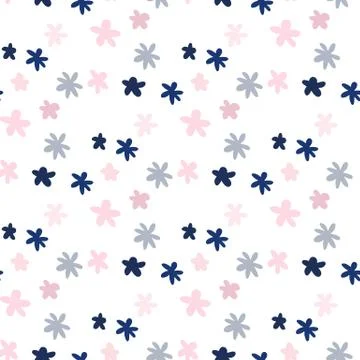 Isolated simple seamless pattern with abstract star shapes. White background  Illustrazione stock