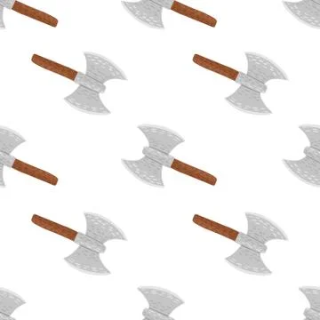 Isolated simple seamless pattern with grey and brown tones viking hatchets. S 스톡 일러스트