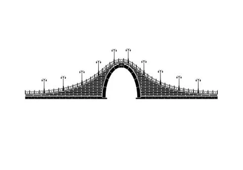 An isolated simple stone arch bridge Stock Photos