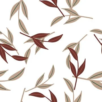 Isolated simple style seamless pattern with doodle nordic twigs shapes. Rando Stock Illustration