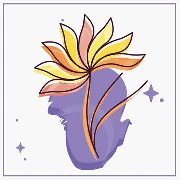 Isolated sketch of a colored flower Stock Illustration