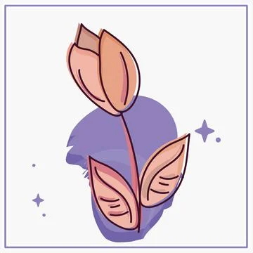 Isolated sketch of a colored flower Stock Illustration