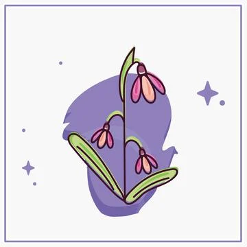 Isolated sketch of a colored flower Stock Illustration