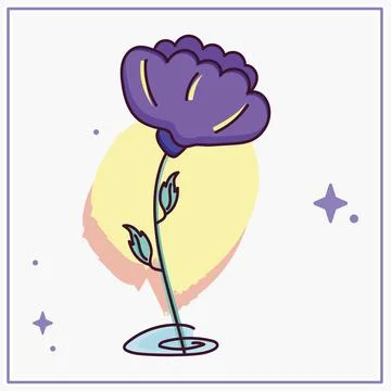 Isolated sketch of a colored flower Stock Illustration