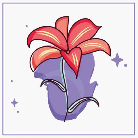 Isolated sketch of a colored flower Stock Illustration