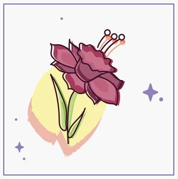 Isolated sketch of a colored flower Stock Illustration