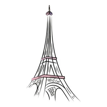 Isolated sketch of Eiffel Tower landmark Vector Stock Illustration