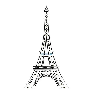 Isolated sketch of Eiffel Tower landmark Vector Stock Illustration