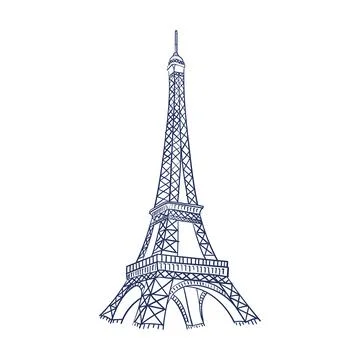 Isolated sketch of Eiffel tower Vector Illustrazione stock