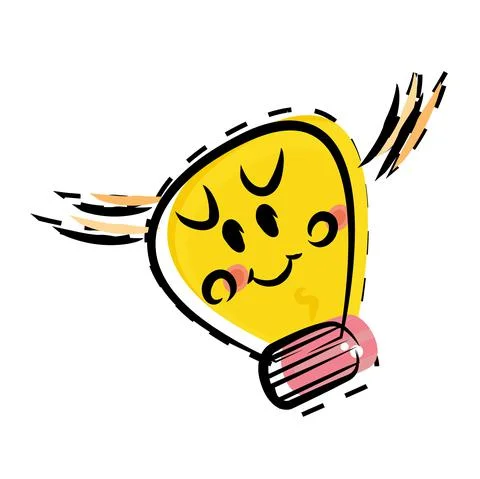 Isolated sketch of a lightbulb cartoon Vector Stock Illustration