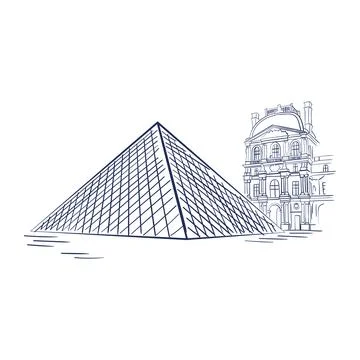 Isolated sketch of the Louvre museum Vector Stock Illustration