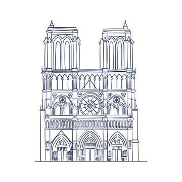 Isolated sketch of Notre Dame Vector Illustrazione stock