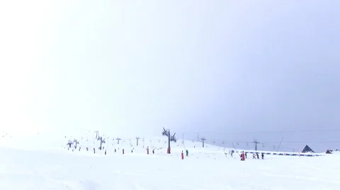 An isolated skier passing in front of the camera in slow motion Stock Footage 58953034