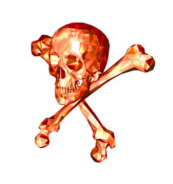 Isolated Skull with bones on a white background. Print, clothes, triangle Stock Illustration