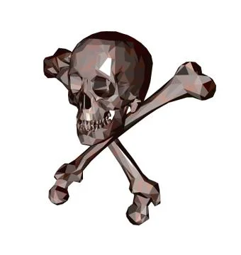 Isolated Skull with bones on a white background. Print, clothes, triangle Stock Illustration