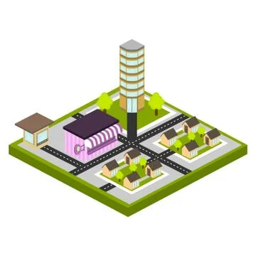 Isolated skyline of a 3d city Ilustração Stock