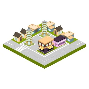 Isolated skyline of a 3d city Ilustração Stock