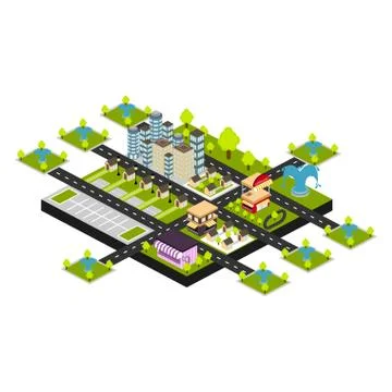 Isolated skyline of a 3d city Ilustração Stock