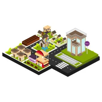 Isolated skyline of a 3d city Ilustração Stock