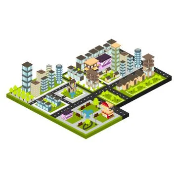 Isolated skyline of a 3d city Ilustração Stock