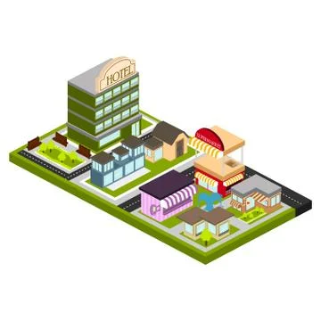Isolated skyline of a 3d city Ilustração Stock
