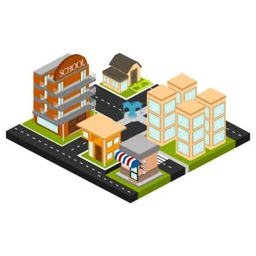 Isolated skyline of a 3d city Ilustração Stock