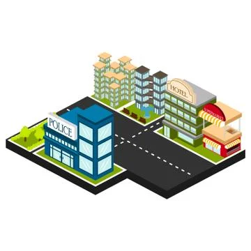 Isolated skyline of a 3d city Ilustração Stock