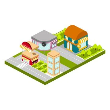 Isolated skyline of a 3d city Ilustração Stock