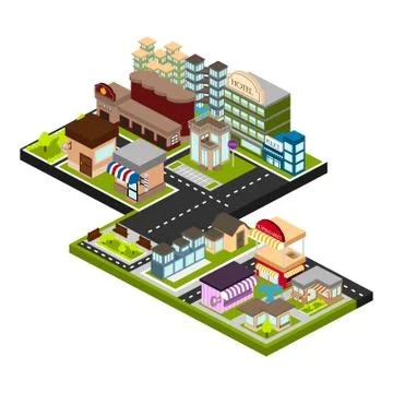 Isolated skyline of a 3d city Ilustração Stock