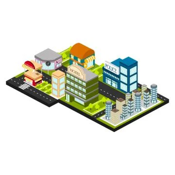 Isolated skyline of a 3d city Ilustração Stock