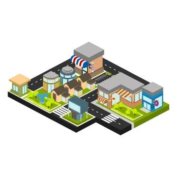 Isolated skyline of a 3d city Ilustração Stock