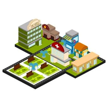 Isolated skyline of a 3d city Ilustração Stock