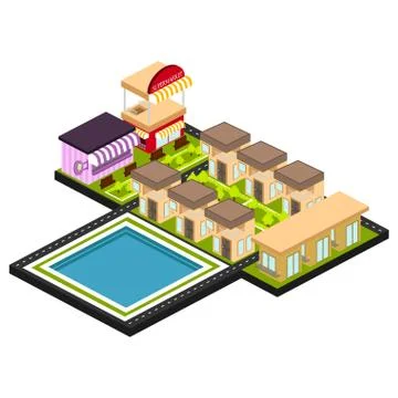 Isolated skyline of a 3d city Ilustração Stock