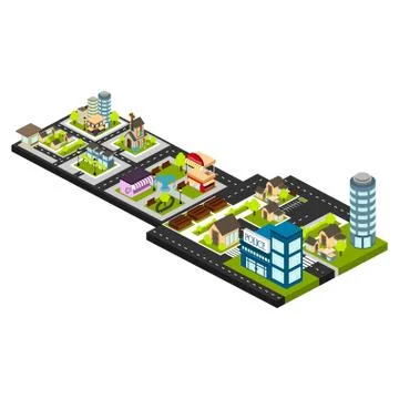 Isolated skyline of a 3d city Ilustração Stock